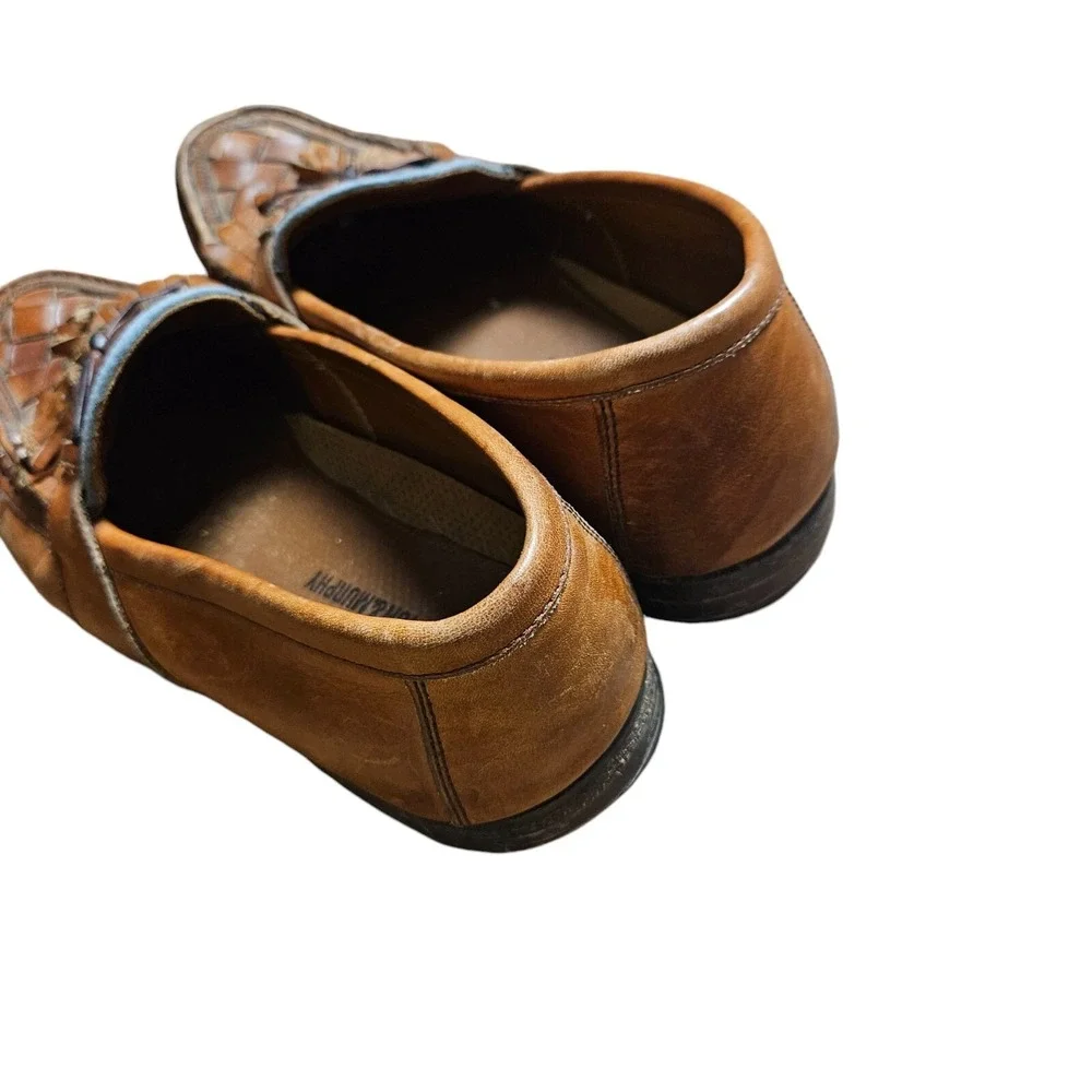 Johnston & Murphy Loafers Mens Brown Leather Tasseled Basket Weave Size 10 M‎